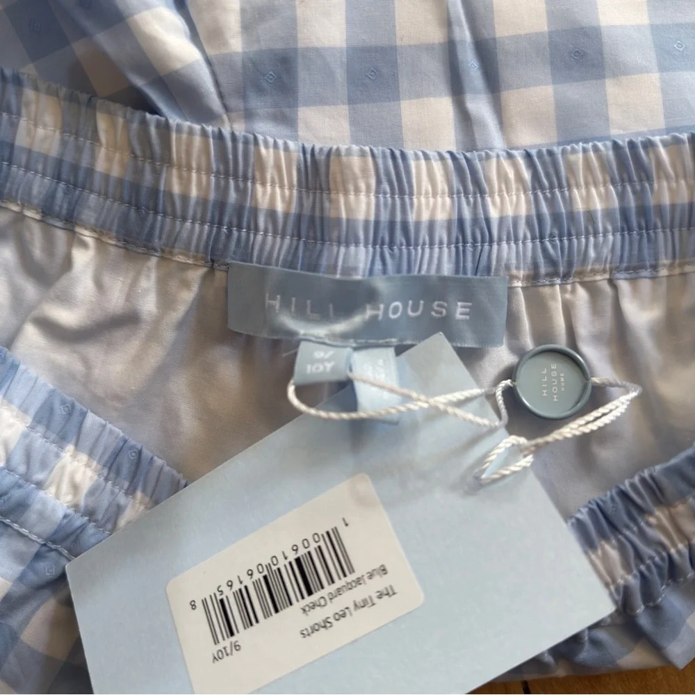 Hill House The Tiny Leo Short Blue Jacquard Check NWT 9/10 Youth